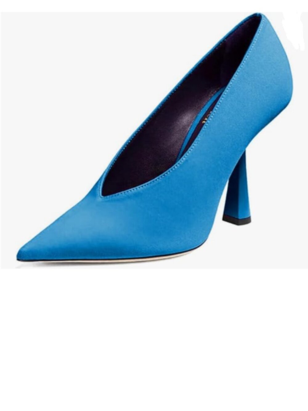 miss left Blue Classic V-Cut Closed Pointed Toe Pumps Slip On High Heel Shoes